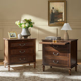 Farmhouse Solid Wood Nightstand with Fluted Drawer(Optional Types)