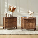 Solid Wood 2 Drawer Nightstand with Charging Ports & Pull-Out Shelf(Optional Types)