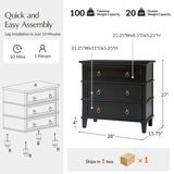 Jules Classic Solid Wood 3-Drawer Nightstand with USB Ports