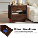 Yoel Hidden Drawer Nightstand with Built-in Outlets(Optional Types)