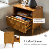 Rosalba Open Shelf Nightstand with Cable Management & Hidden Drawer(Optional Types)