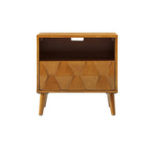 Rosalba Open Shelf Nightstand with Cable Management & Hidden Drawer(Optional Types)