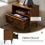 Rosalba Open Shelf Nightstand with Cable Management & Hidden Drawer(Optional Types)