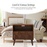 Rosalba Open Shelf Nightstand with Cable Management & Hidden Drawer(Optional Types)
