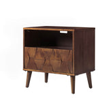 Rosalba Open Shelf Nightstand with Cable Management & Hidden Drawer(Optional Types)