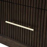 Modern Solid Wood Fluted Nightstand with USB & Oak Texture