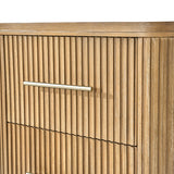 Modern Solid Wood Fluted Nightstand with USB & Oak Texture