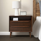 Lilian 2 - Drawer Mid Century Nightstand with Built-in Outlets(Optional Types)