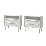 Lilian 2 - Drawer Mid Century Nightstand with Built-in Outlets(Optional Types)