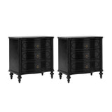 Bernhard 3-Drawer Traditional Style Nightstand Chest with Built-In Outlets(Optional Types)