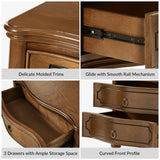 Bernhard 3-Drawer Traditional Style Nightstand Chest with Built-In Outlets(Optional Types)