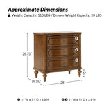 Bernhard 3-Drawer Traditional Style Nightstand Chest with Built-In Outlets(Optional Types)