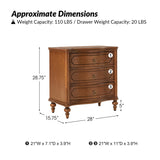 Bernhard 3-Drawer Traditional Style Nightstand Chest with Built-In Outlets(Optional Types)