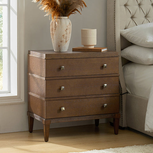 Lorenz Transitional 3-Drawer Nightstand with Charging Station(Optional Types)