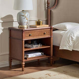 Derk Fluted Fronts Transitional Nightstand and End Table with Drawers and USB/Type-C Outlets