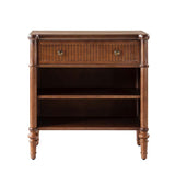 Derk Fluted Fronts Transitional Nightstand and End Table with Drawers and USB/Type-C Outlets