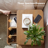 Yolanda Large 3-Drawer Nightstand with Hidden Storage(Optional Types)