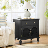 Camilo 27" Tall Arched Faux Rattan Nightstand With Built-In Outlets(Optional Types)