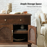 Camilo 27" Tall Arched Faux Rattan Nightstand With Built-In Outlets(Optional Types)