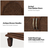 Camilo 27" Tall Arched Faux Rattan Nightstand With Built-In Outlets(Optional Types)
