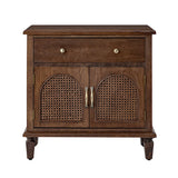 Camilo 27" Tall Arched Faux Rattan Nightstand With Built-In Outlets(Optional Types)