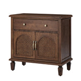 Camilo 27" Tall Arched Faux Rattan Nightstand With Built-In Outlets(Optional Types)