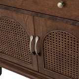 Camilo 27" Tall Arched Faux Rattan Nightstand With Built-In Outlets(Optional Types)