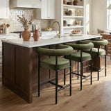 New York 24" Velvet Counter Stool with Arms (Set of 2)
