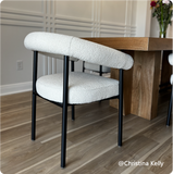 Dwen & New York 35" Round & Boucle Dining Table Set for 2 (3-Piece)