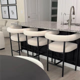 New York 24" Boucle Counter Stool with Arms (Set of 3)