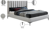Nadia Velvet Bed - Luxe Wingback Design with High Tufted Headboard and Matte Black Metal Legs
