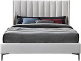 Nadia Velvet Bed - Luxe Wingback Design with High Tufted Headboard and Matte Black Metal Legs