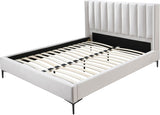 Nadia Velvet Bed - Luxe Wingback Design with High Tufted Headboard and Matte Black Metal Legs