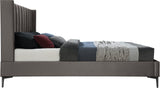 Nadia Velvet Bed - Luxe Wingback Design with High Tufted Headboard and Matte Black Metal Legs
