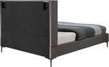 Nadia Velvet Bed - Luxe Wingback Design with High Tufted Headboard and Matte Black Metal Legs