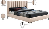 Nadia Velvet Bed - Luxe Wingback Design with High Tufted Headboard and Matte Black Metal Legs