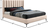 Nadia Velvet Bed - Luxe Wingback Design with High Tufted Headboard and Matte Black Metal Legs