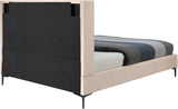 Nadia Velvet Bed - Luxe Wingback Design with High Tufted Headboard and Matte Black Metal Legs