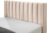 Nadia Velvet Bed - Luxe Wingback Design with High Tufted Headboard and Matte Black Metal Legs