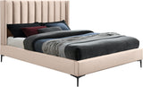 Nadia Velvet Bed - Luxe Wingback Design with High Tufted Headboard and Matte Black Metal Legs