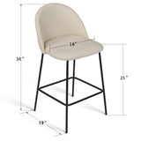 Nano 25'' Upholstered Low Back Counter Stool (Set of 2)