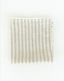 Pom pom trim linen napkin set of 2 Striped in natural
