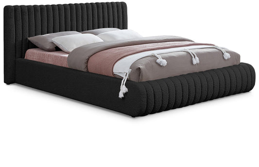 Nash Contemporary Boucle Fabric Bed with Deep Channel Tufting for Luxurious Bedroom Style