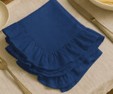 Navy Blue Fabric Napkins - Ruffled