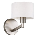 Nebula Brushed Nickel Base Wall Lamp with Rotary Switch White Fabric Shade