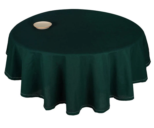 Green Tablecloth Round - Hemstitched