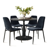 Haven & Oslo 35" Black Round Dining Table Set for 4 (5-Piece)