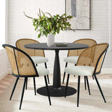Haven & Jules 35" Rattan Round Dining Table Set for 4 (5-Piece)