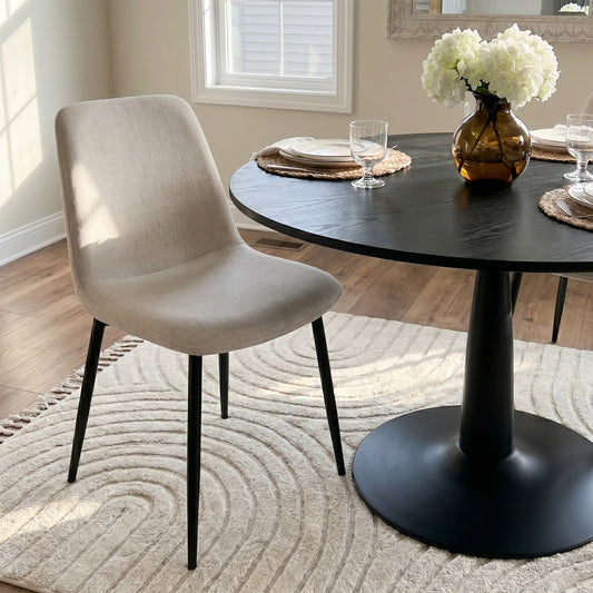 Haven & Oslo 35" Black Round Dining Table Set for 4 (5-Piece)
