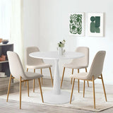 New Haven & Oslo 35" White Round Dining Table Set for 4 (5-Piece)